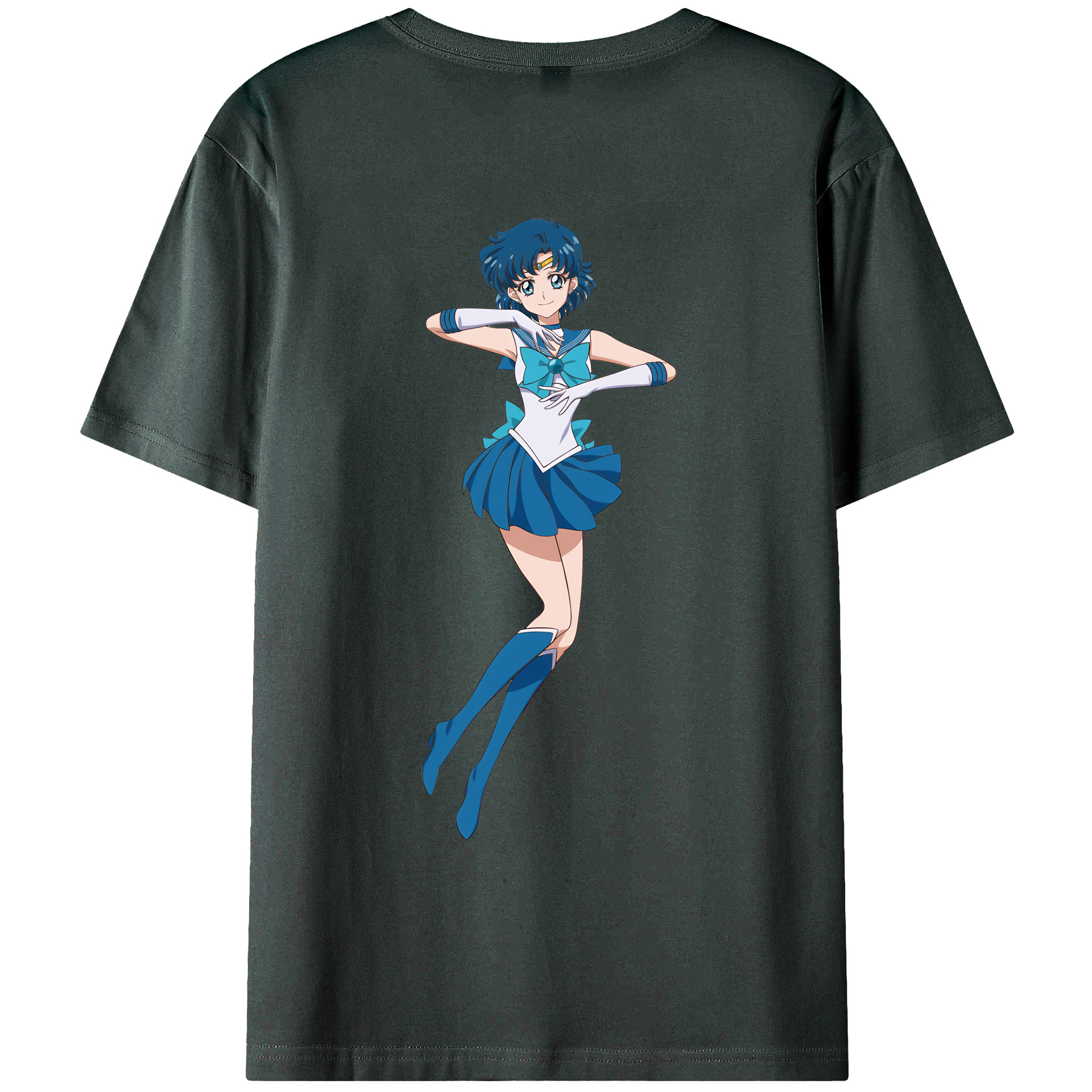 （画像用） 美少女戦士セーラームーン 水野 亜美 みずの あみ Sailor Moon Mizuno Ami 綿100％ メンズ半袖Tシャツ（バックプリント） 通気性